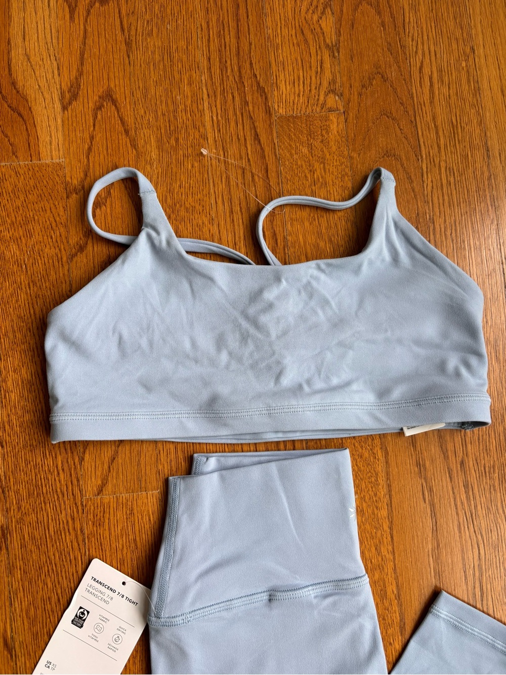 Athleta Light Blue Transcend Set (Sports Bra and Leggings)